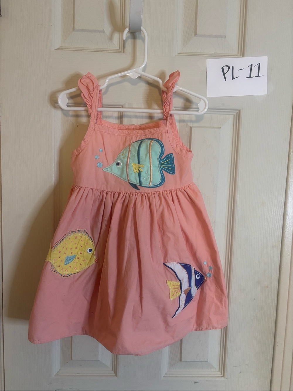 Good Lad Coral Pink Fish Appliqué Sundress